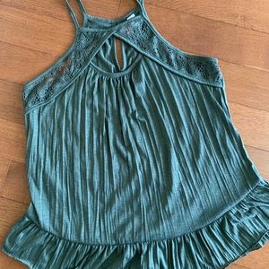 Juniors olive green decorative tank top